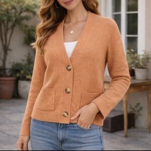 Madewell Rust Orange Button Cardigan Sweater | Cozy Layer | Size M